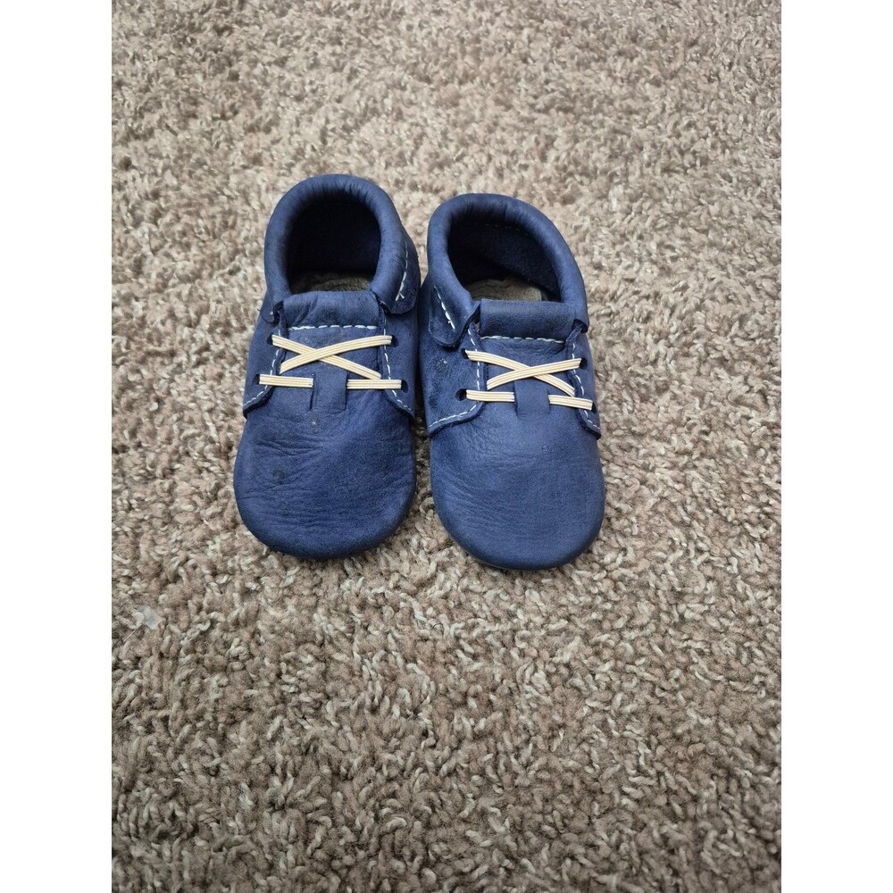 Freshly picked moccasins size 4 boys shoes hard soles - blue